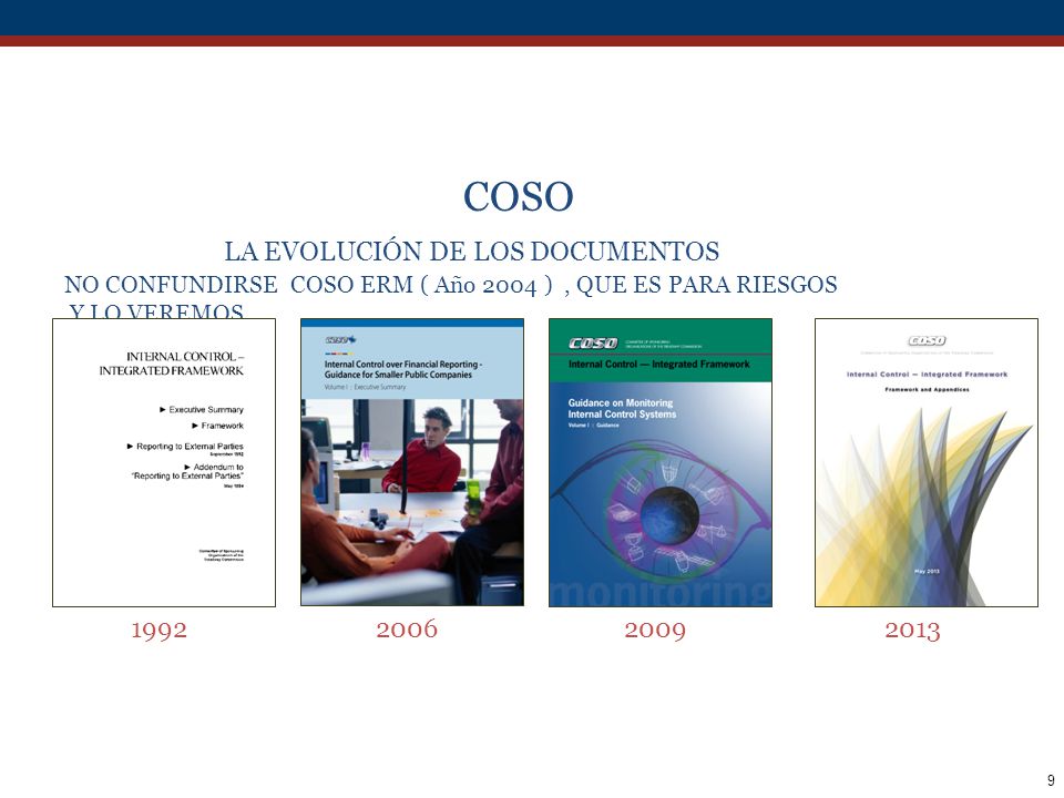 COSO LA EVOLUCIÓN DE LOS DOCUMENTOS NO CONFUNDIRSE COSO ERM ( Año 2004 ) , QUE ES PARA RIESGOS Y LO VEREMOS