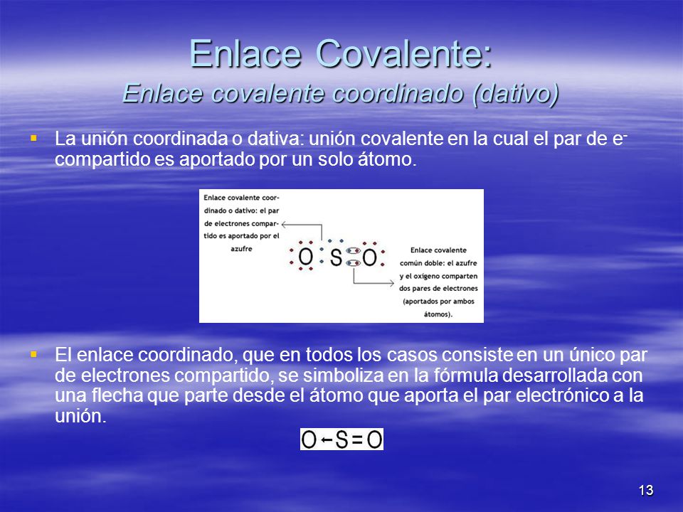 Enlace Covalente: Enlace covalente coordinado (dativo)
