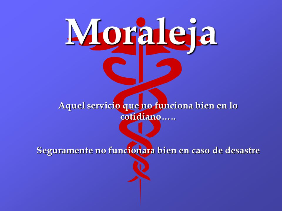 Moraleja Aquel servicio que no funciona bien en lo cotidiano…..