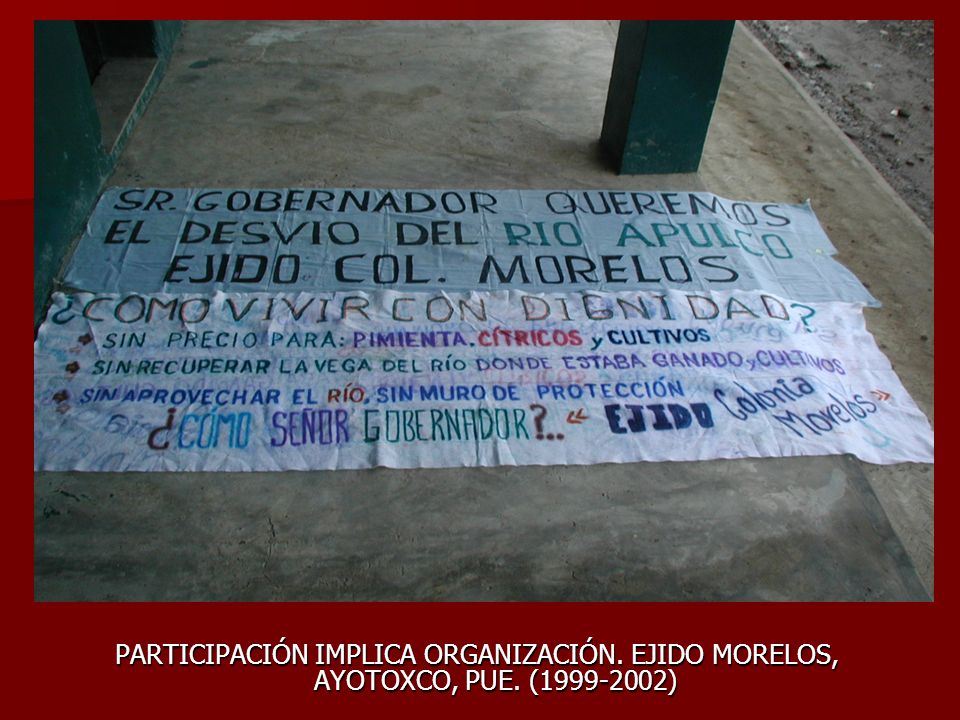 PARTICIPACIÓN IMPLICA ORGANIZACIÓN. EJIDO MORELOS, AYOTOXCO, PUE