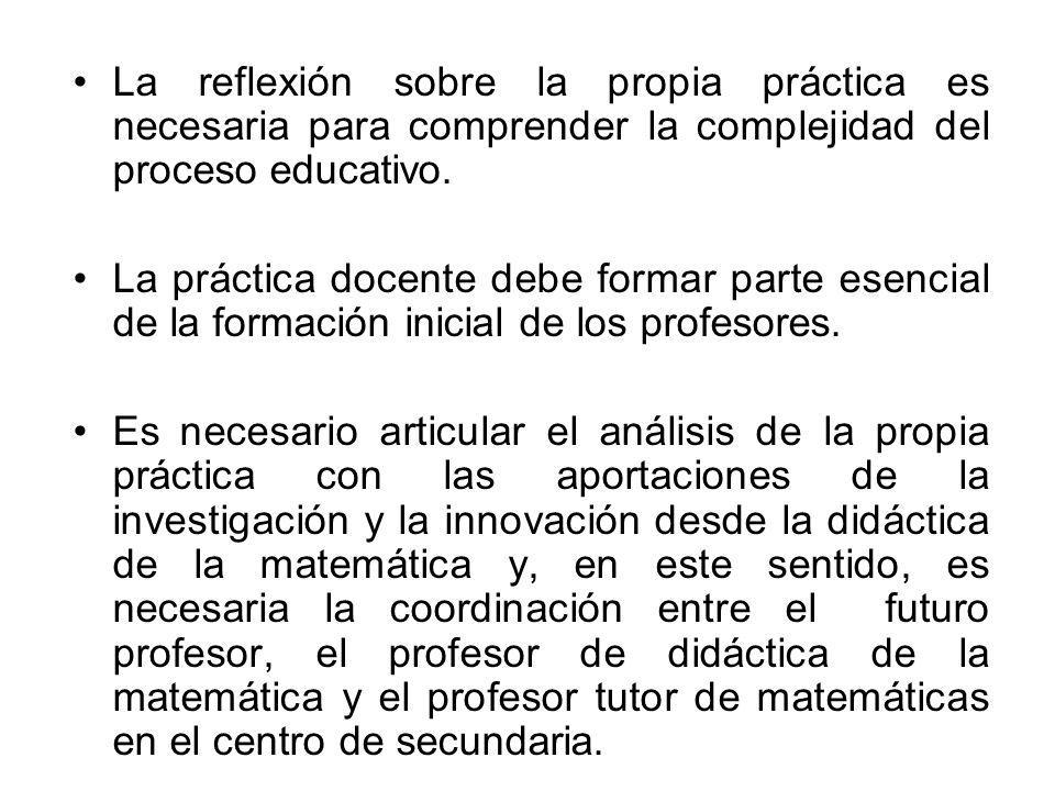 La reflexión sobre la propia práctica es necesaria para comprender la complejidad del proceso educativo.
