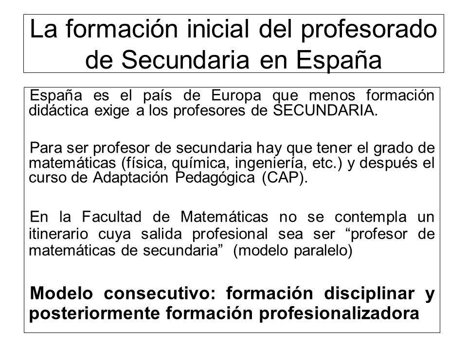 La formación inicial del profesorado de Secundaria en España