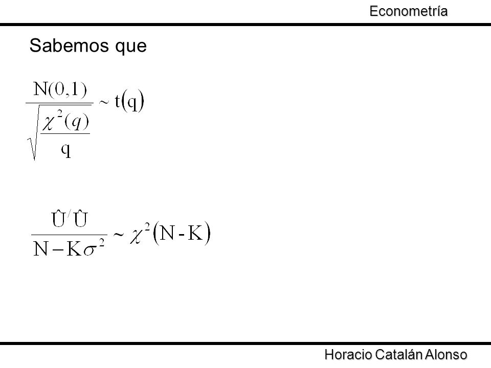 Econometría Taller de Econometría Sabemos que Horacio Catalán Alonso
