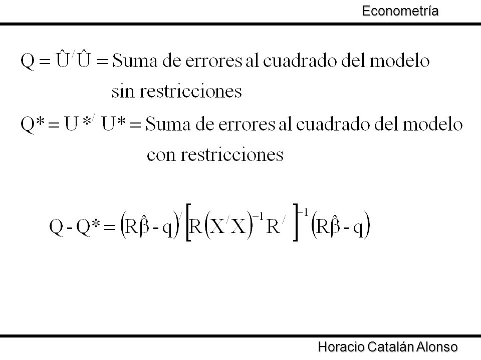 Econometría Taller de Econometría Horacio Catalán Alonso