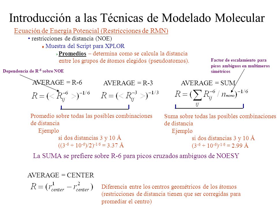 La SUMA se prefiere sobre R-6 para picos cruzados ambiguos de NOESY