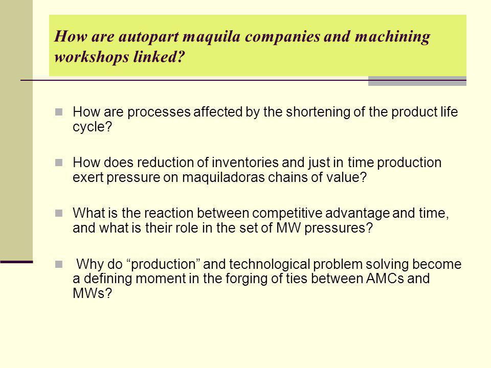 How are autopart maquila companies and machining workshops linked