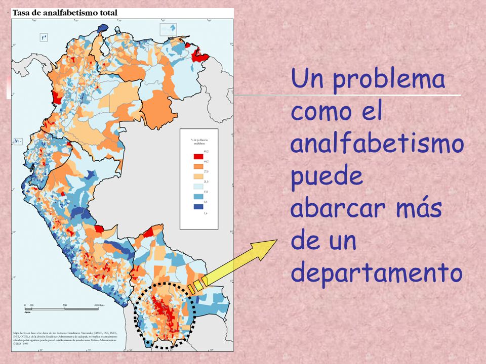 Un problema como el analfabetismo puede abarcar más de un departamento