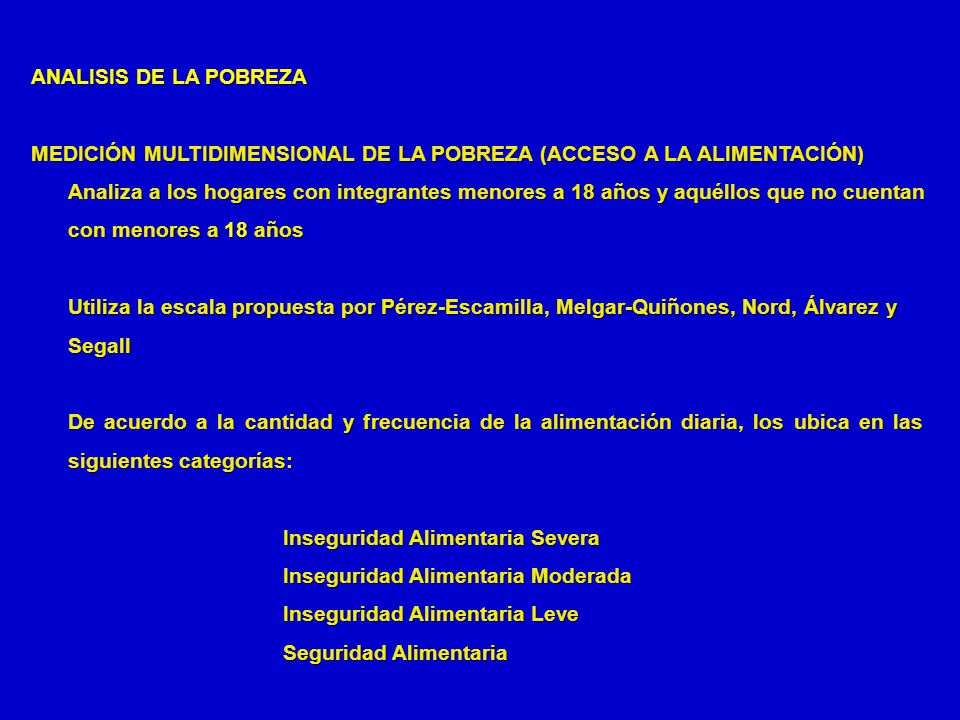 ANALISIS DE LA POBREZA MEDICIÓN MULTIDIMENSIONAL DE LA POBREZA (ACCESO A LA ALIMENTACIÓN)