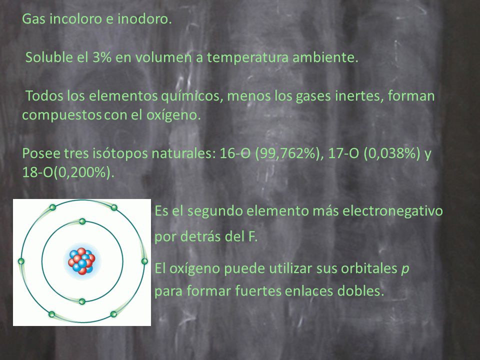 Gas incoloro e inodoro. Soluble el 3% en volumen a temperatura ambiente.