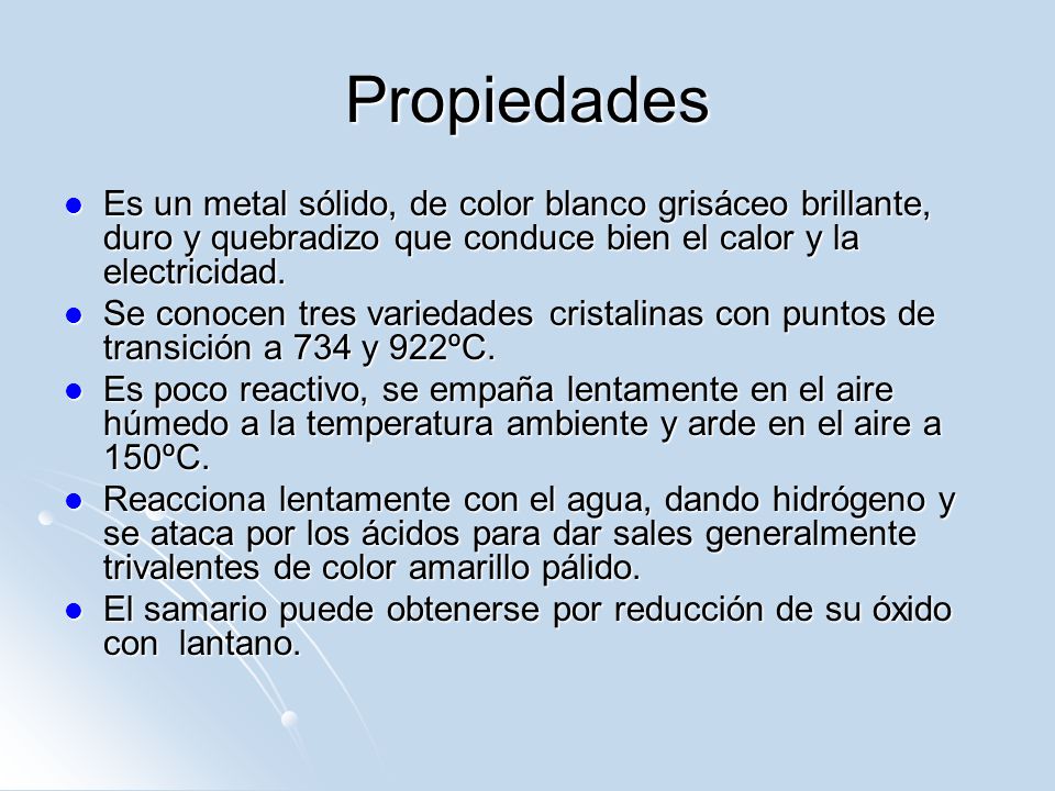 Propiedades Es un metal sólido, de color blanco grisáceo brillante, duro y quebradizo que conduce bien el calor y la electricidad.