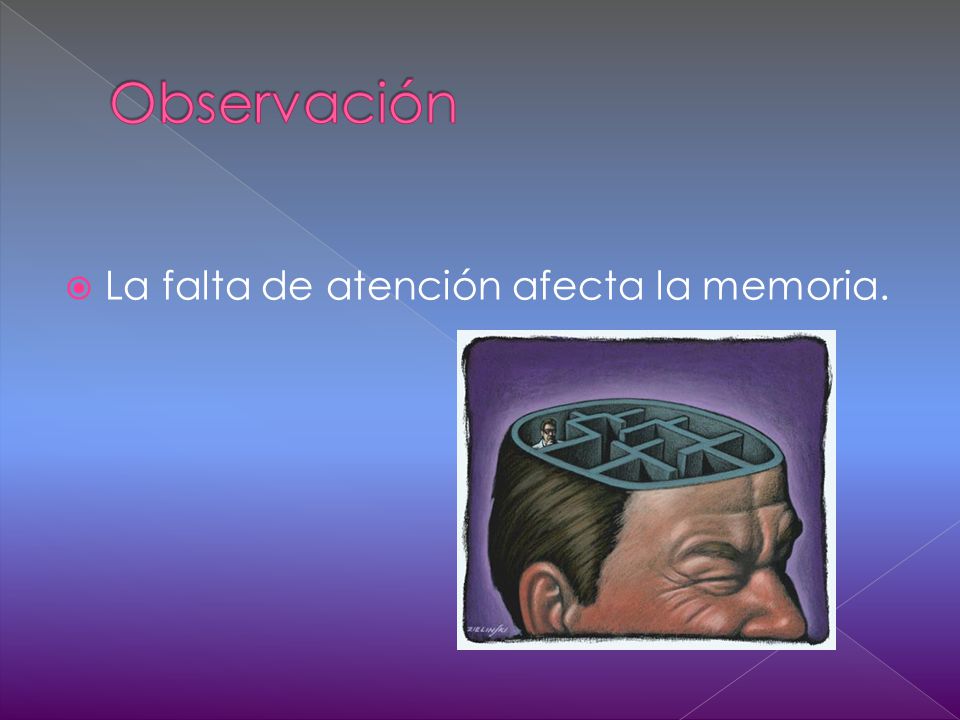Observación La falta de atención afecta la memoria.
