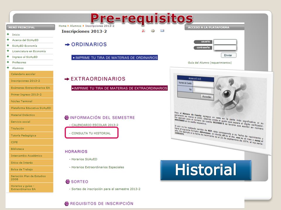 Pre-requisitos Historial