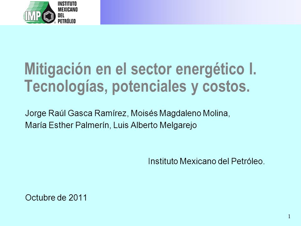 Mitigación en el sector energético I. Tecnologías, potenciales y costos.