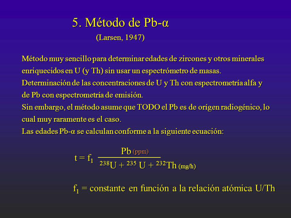 5. Método de Pb-α Pb 238U U + 232Th (mg/h)