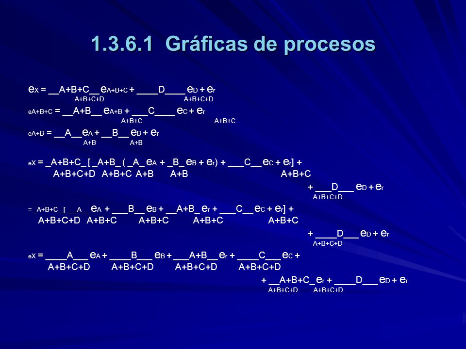 Gráficas de procesos eX = __A+B+C__ eA+B+C + ____D____ eD + er