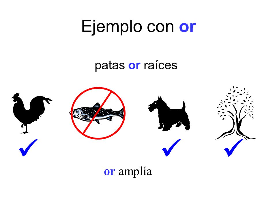 Ejemplo con or patas or raíces  or amplía