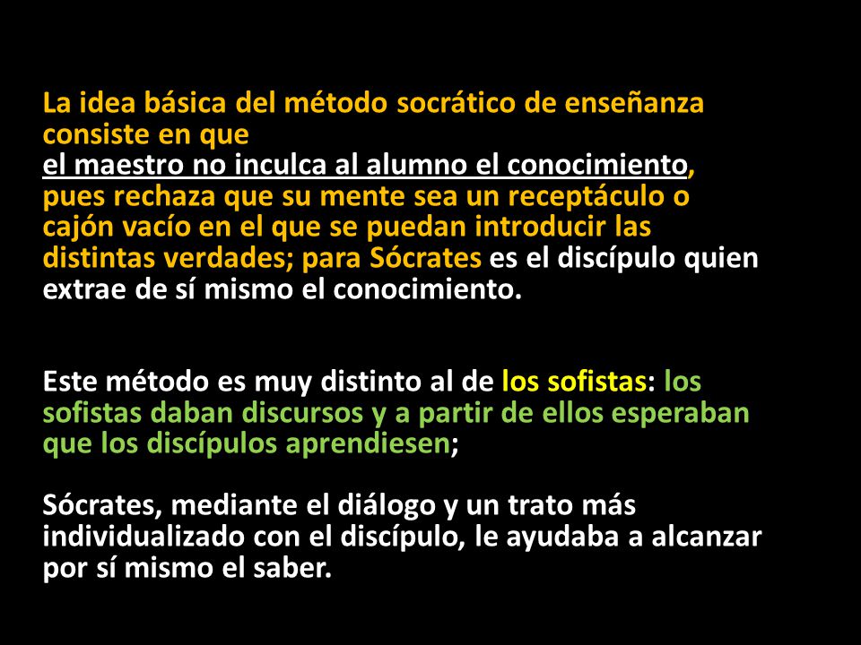 La idea básica del método socrático de enseñanza consiste en que