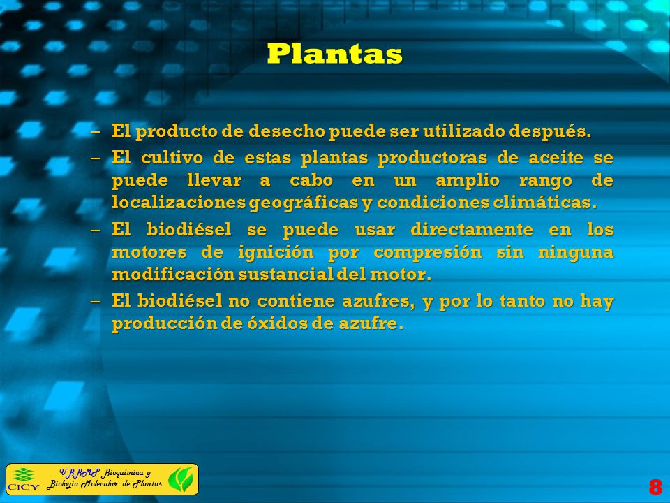 Plantas El producto de desecho puede ser utilizado después.