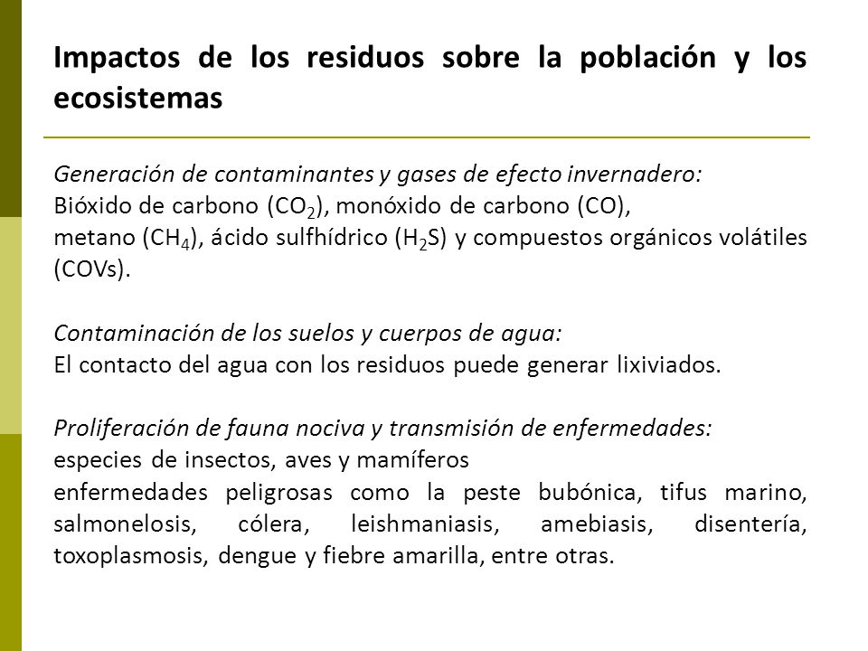 Impactos de los residuos sobre la población y los ecosistemas