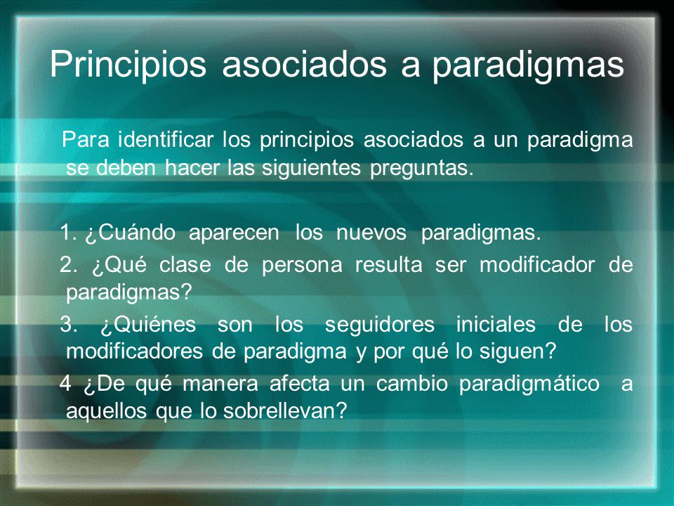 Principios asociados a paradigmas