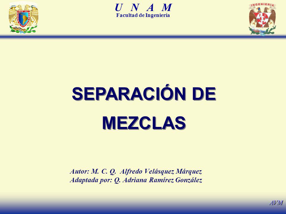 SEPARACIÓN DE MEZCLAS Autor: M. C. Q. Alfredo Velásquez Márquez