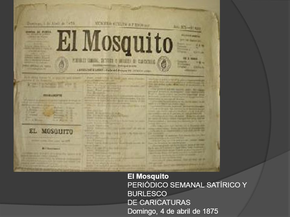 El Mosquito PERIÓDICO SEMANAL SATÍRICO Y BURLESCO DE CARICATURAS Domingo, 4 de abril de 1875
