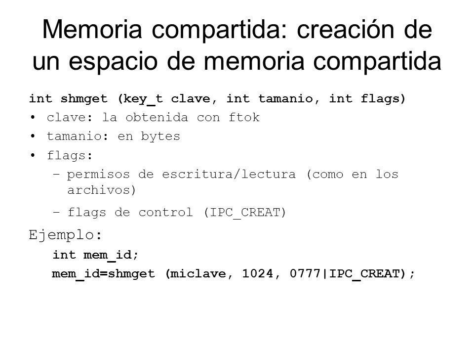 Memoria compartida: creación de un espacio de memoria compartida