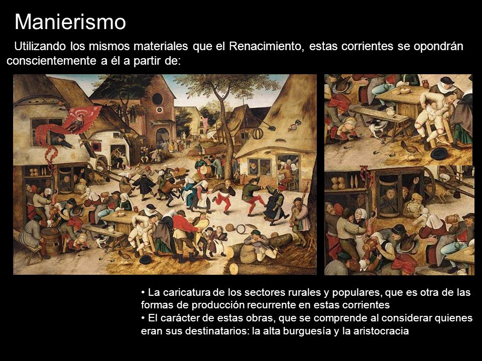 Manierismo Utilizando los mismos materiales que el Renacimiento, estas corrientes se opondrán conscientemente a él a partir de: