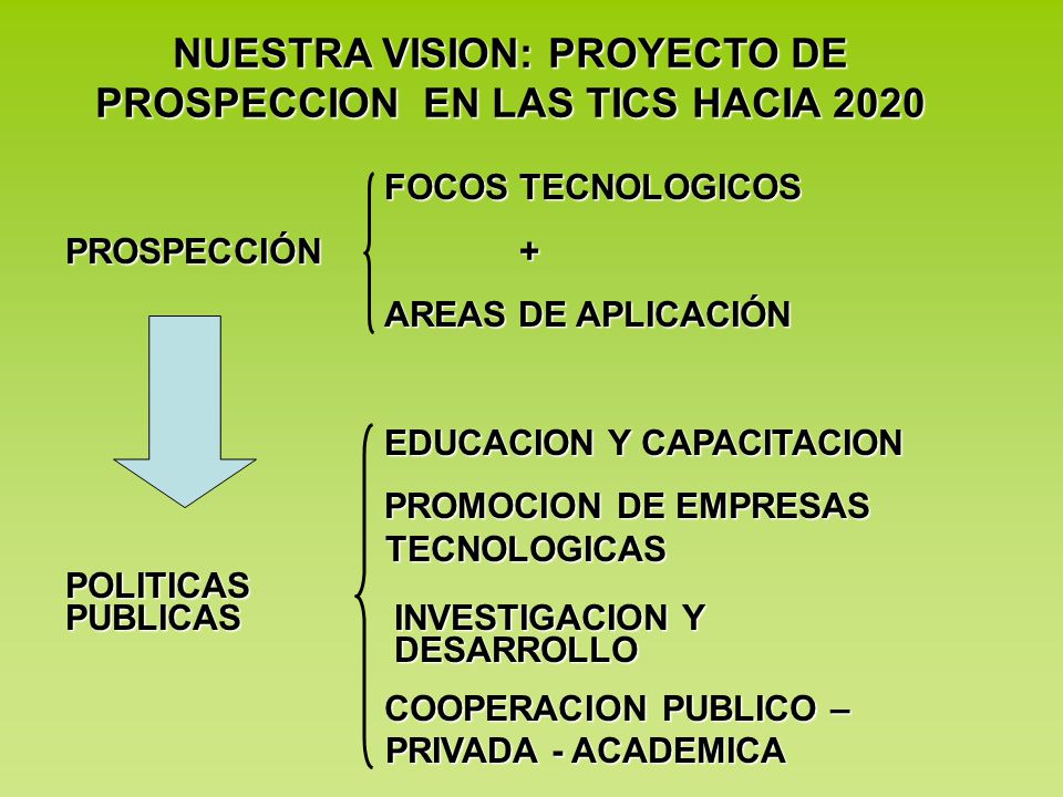 NUESTRA VISION: PROYECTO DE PROSPECCION EN LAS TICS HACIA 2020
