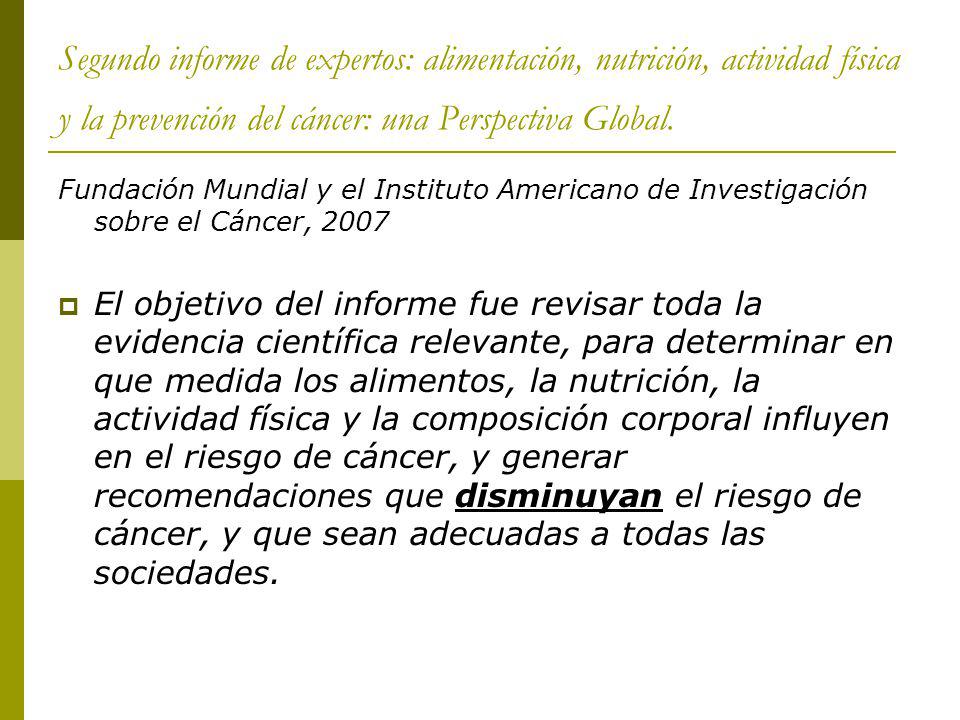 Segundo informe de expertos: alimentación, nutrición, actividad física y la prevención del cáncer: una Perspectiva Global.