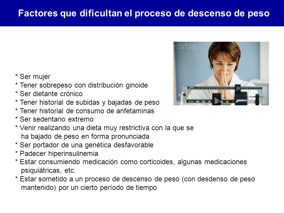 Factores que dificultan el proceso de descenso de peso