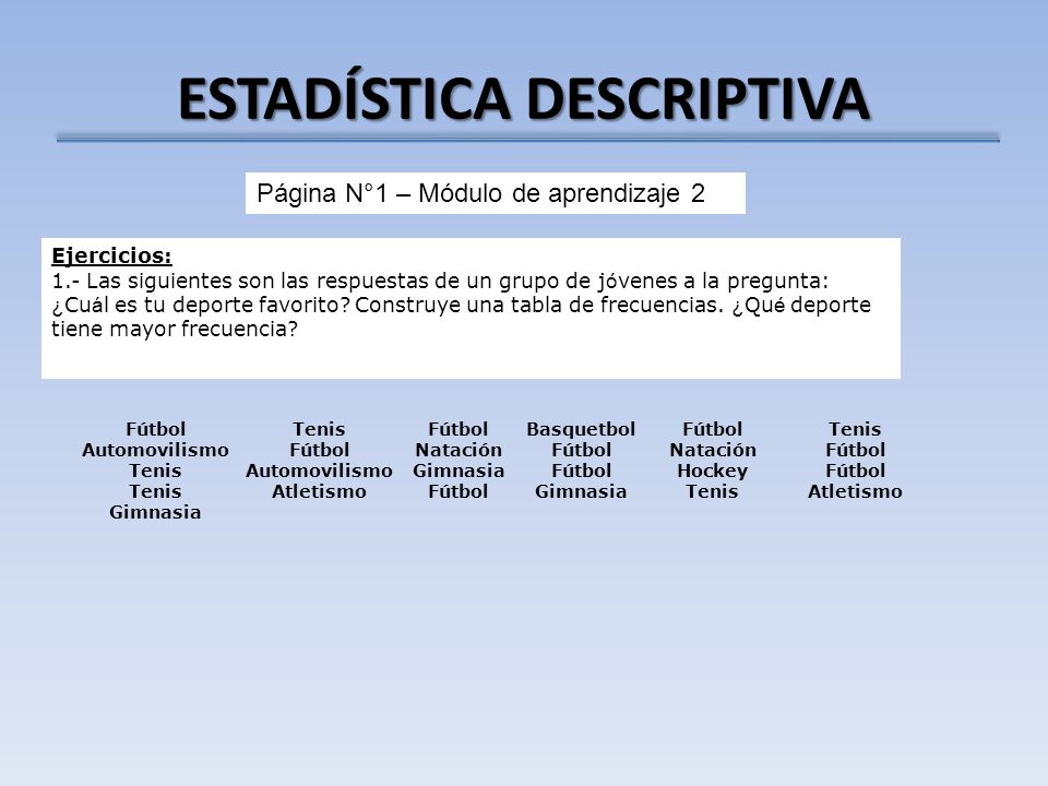 ESTADÍSTICA DESCRIPTIVA