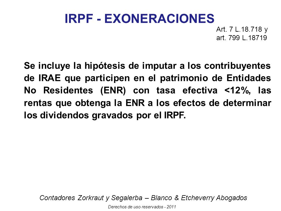 IRPF - EXONERACIONES Art. 7 L y art. 799 L
