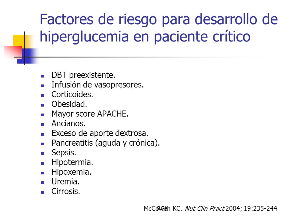 Factores de riesgo para desarrollo de hiperglucemia en paciente crítico