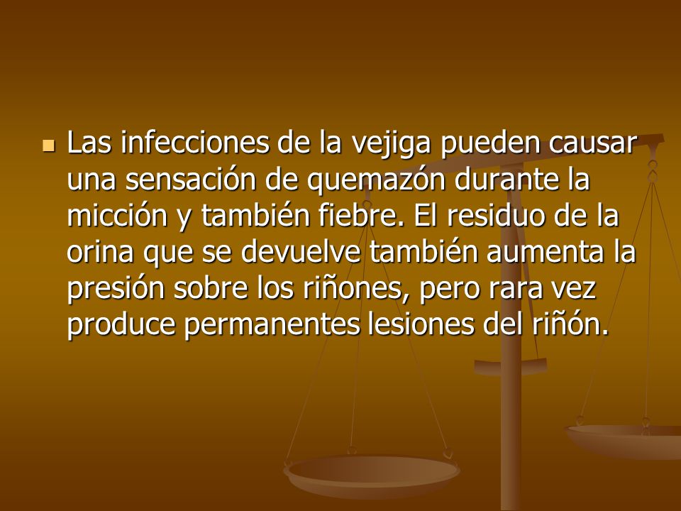 Las infecciones de la vejiga pueden causar una sensación de quemazón durante la micción y también fiebre.