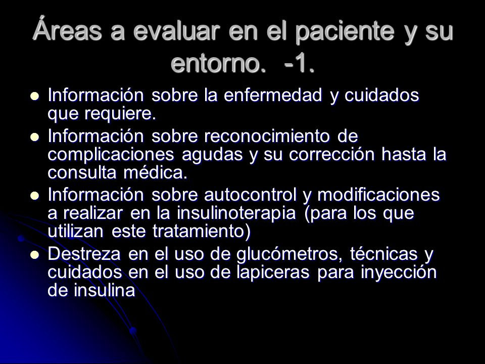 Áreas a evaluar en el paciente y su entorno. -1.