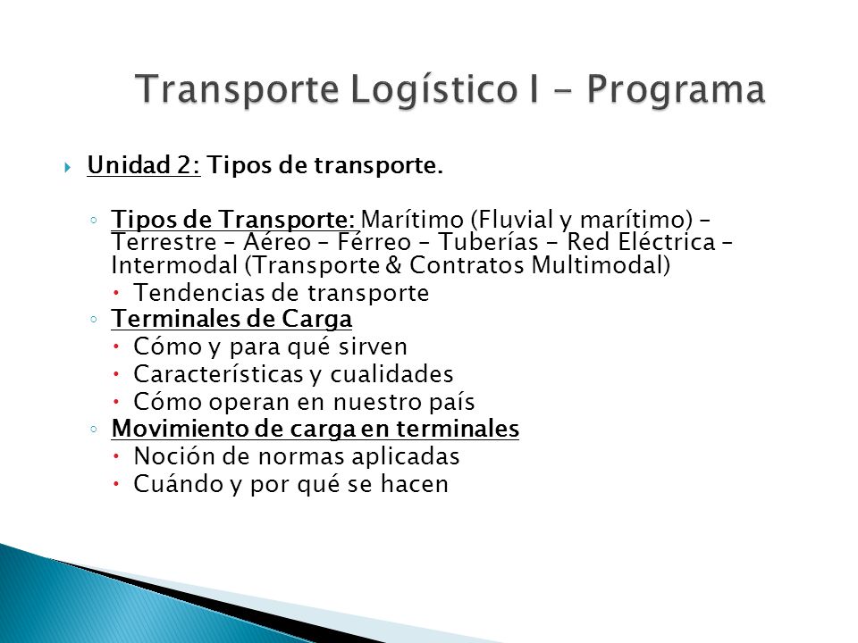 Transporte Logístico I - Programa
