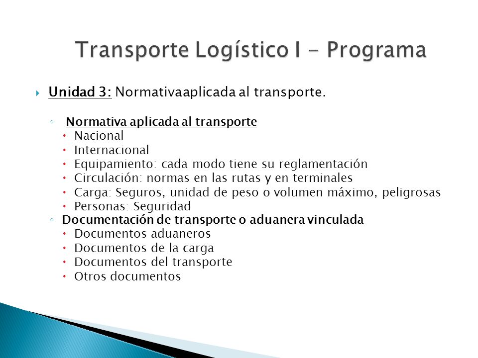 Transporte Logístico I - Programa
