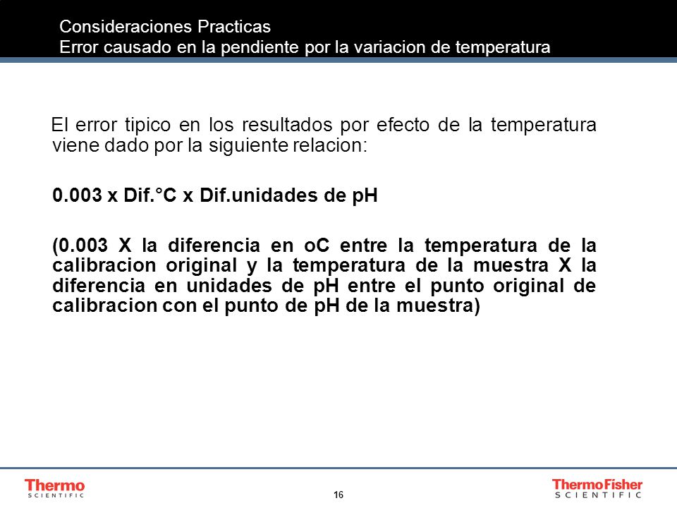 Consideraciones Practicas Error causado en la pendiente por la variacion de temperatura