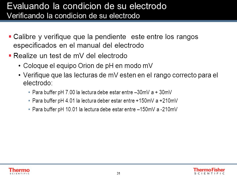 Evaluando la condicion de su electrodo Verificando la condicion de su electrodo