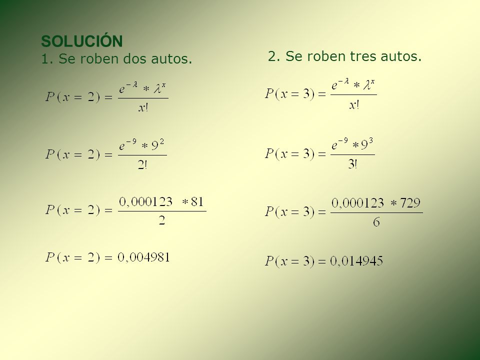 SOLUCIÓN 1. Se roben dos autos. 2. Se roben tres autos.