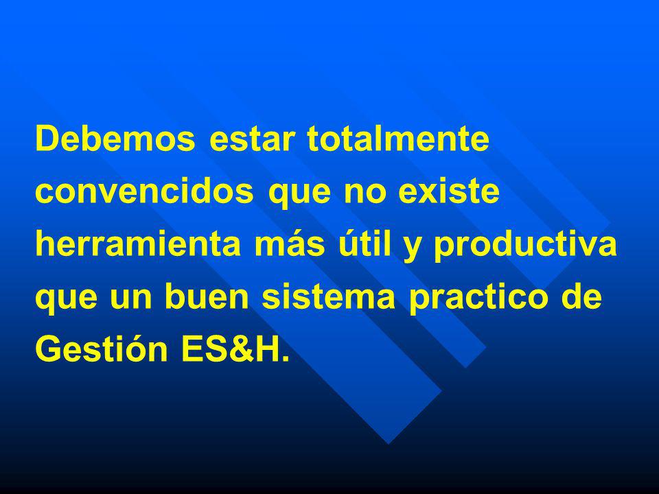 Debemos estar totalmente convencidos que no existe herramienta más útil y productiva que un buen sistema practico de Gestión ES&H.