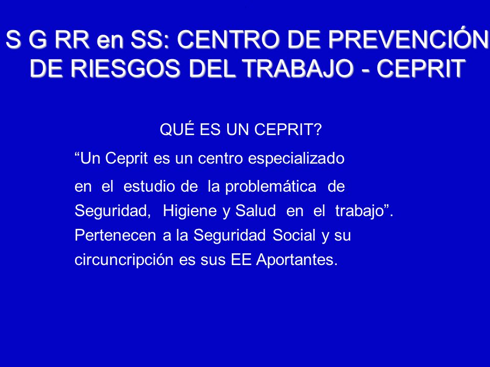 S G RR en SS: CENTRO DE PREVENCIÓN DE RIESGOS DEL TRABAJO - CEPRIT