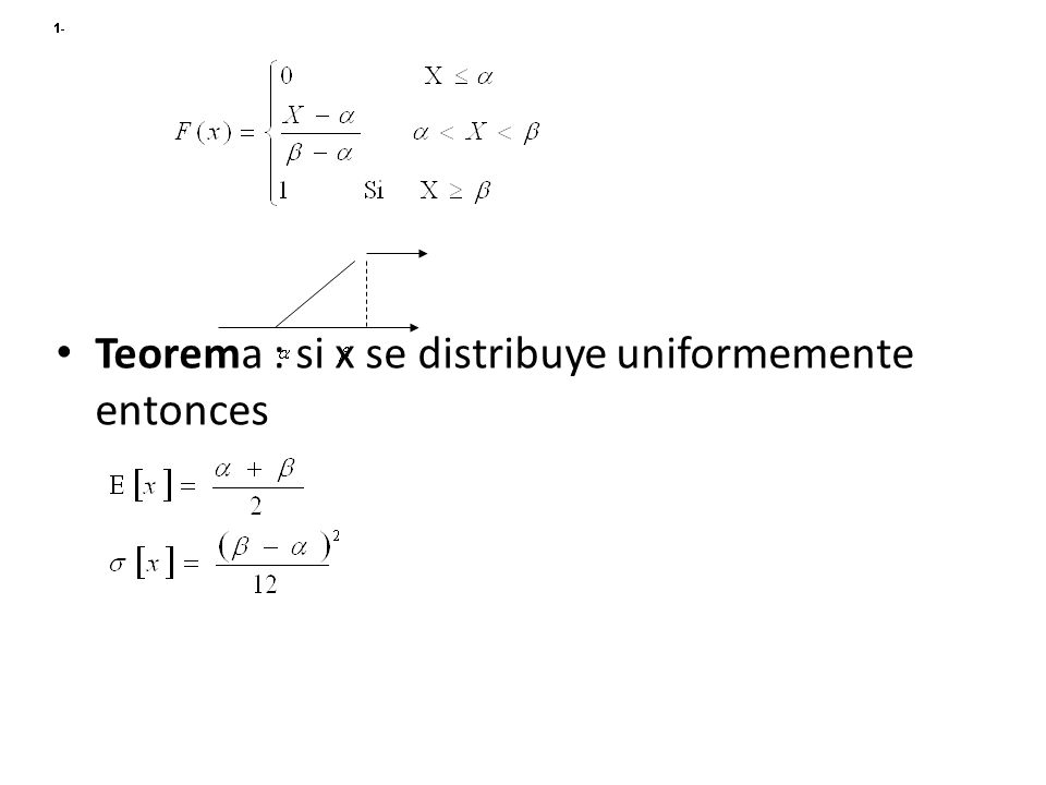 Teorema : si x se distribuye uniformemente entonces