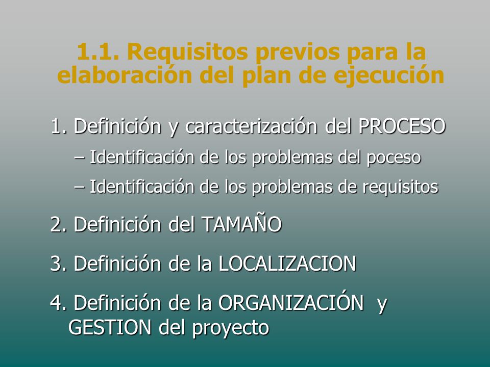 1.1. Requisitos previos para la elaboración del plan de ejecución