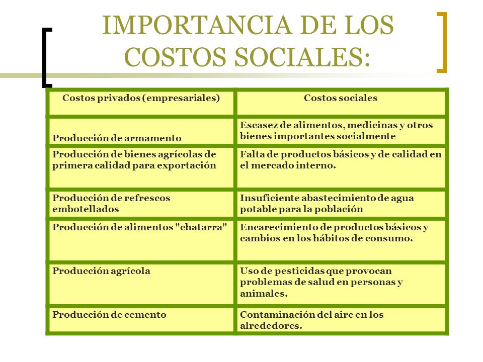 IMPORTANCIA DE LOS COSTOS SOCIALES: