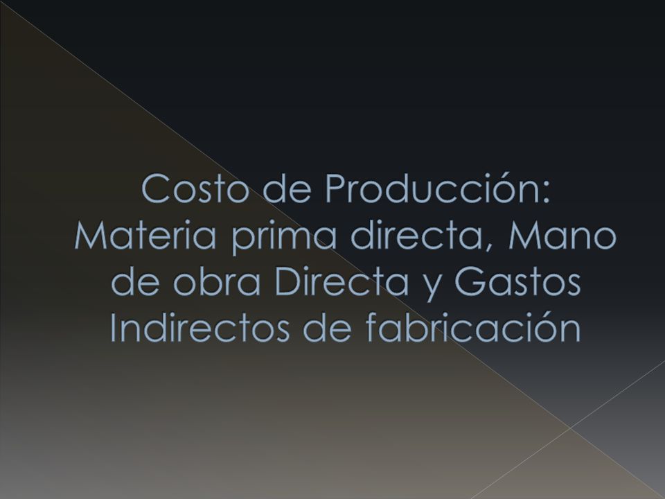 Costo de Producción: Materia prima directa, Mano de obra Directa y Gastos Indirectos de fabricación
