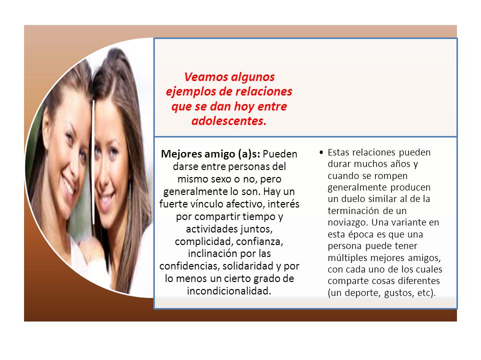 Veamos algunos ejemplos de relaciones que se dan hoy entre adolescentes.