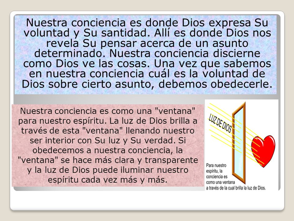 Nuestra conciencia es donde Dios expresa Su voluntad y Su santidad