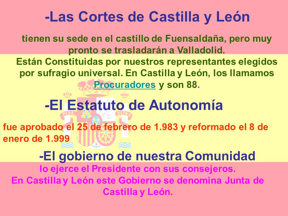 -Las Cortes de Castilla y León -El Estatuto de Autonomía